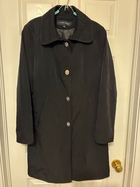 Anne Klein Black Single-Breasted Trench Coat